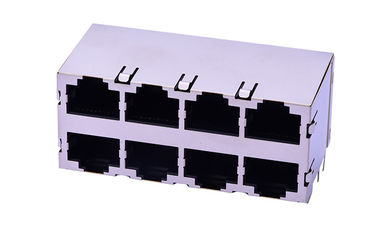 مستوى مزدوج RJ45 وصلة الشبكة المقبس 8 منفذ 8p8c 90 درجة