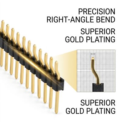 Dual Row Right Angle Male Pin Header Connector 2.54mm Pitch 90 Degree PCB 80-Pin Through-Hole