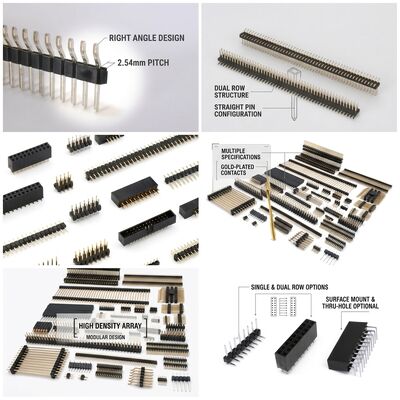 ربط رأس الدبوس الذكري المباشر مزدوج الصف 2.54mm Pitch PCB Through-Hole تكوين 80 دبوس