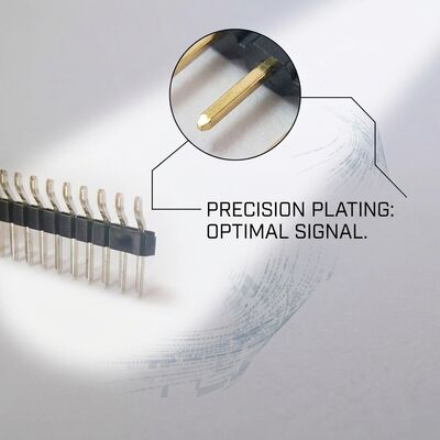 موصل رأس دبوس ذكري مستقيم بصف واحد 2.54 مم، فتحة تثبيت على لوحة PCB، شريط 40 دبوس