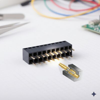 موصل رأس أنثى صف مزدوج 2.54 مم درجة السيارات، طلاء ذهبي PA9T، اهتزاز عالي، PCB، فتحة، IP67