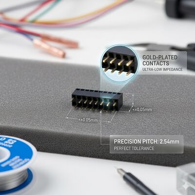 موصل رأس أنثى صف مزدوج 2.54 مم درجة السيارات، طلاء ذهبي PA9T، اهتزاز عالي، PCB، فتحة، IP67