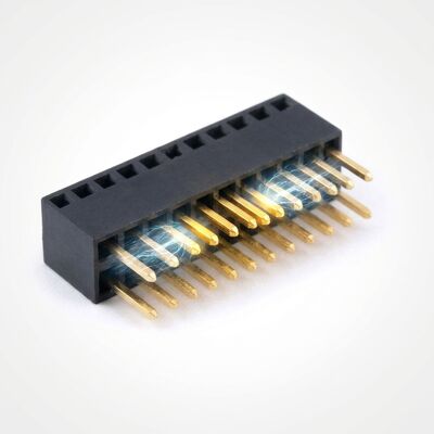 موصل رأس أنثى ثلاثي الصفوف بمسافة 2.54 مم 3x40P من خلال الفتحة بطلاء ذهبي PA6T