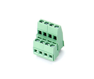 كتلة محطة قابلة للشحن من صفين ، من الفولاذ M3 5.08mm Pitch 2 * 04P Green PA66 SN
