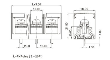 2-24P القطب الحديدية كتلة الاتصال PCB حاجز 13.0 ملم الطول 1 * 03P M4 المسمار الصلب