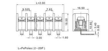حواجز PCB محطة رابط المسمار كتلة 9.52mm الطول 1 * 10P الملاك الأيمن M4 الفولاذ