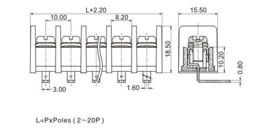 10.0mm Pitch PCB حاجز سطح تركيب بلاكات نهاية 1 * 07P 90 ° مع غطاء الحماية