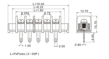 22-12AWG سلك المسمار محطة الكتلة الاتصال 1 * 08P DIP التبديل مصدر الطاقة