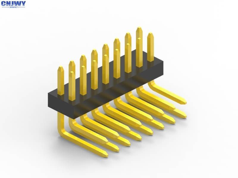 ذكر دبوس PCB الرأس رابط 1.0mm الطول PA6T الأسود البلاستيك الزاوية اليمنى
