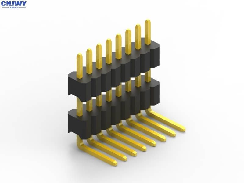 1.27 ملم الطول PCB ربط الرأس المنحدر ثني صف واحد بلاستيك مزدوج