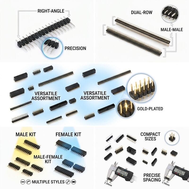 ربط رأس الدبوس الذكري المباشر مزدوج الصف 2.54mm Pitch PCB Through-Hole تكوين 80 دبوس