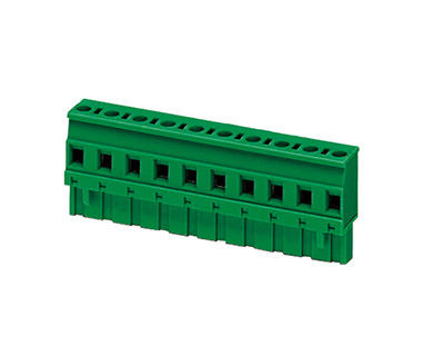 H26.0mm DIP Plug In Terminal Block Connector 1*09P الأخضر PA66 SN مغلف 30-12AWG