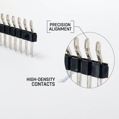آلة دبوس مستديرة ذكر ربط رأس 2.54mm الدقة الطولية الاتصالات المصنعة صفين PCB