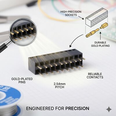 موصل رأس أنثى SMT Surface Mount 1.27 مم Pitch صف مزدوج Gold Flash PA6T PCB Assembly